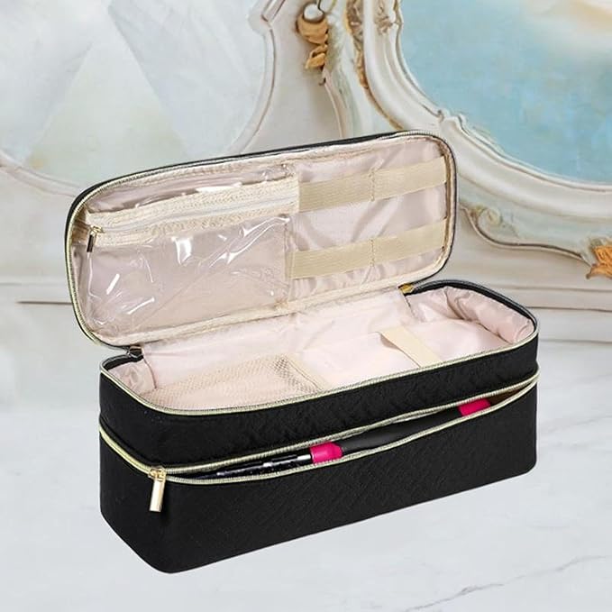 Hair Dryer Travel Carrying Case Storage Bag Dustproof with Handle Protection Multipurpose Large Capacity Portable Organizer Black