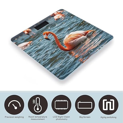Flamingo Scale for Body Weight Digital Bathroom Scale Toughened Glass High Precision Scales for Body Weight with Large LCD Backlight Display Weight Scales