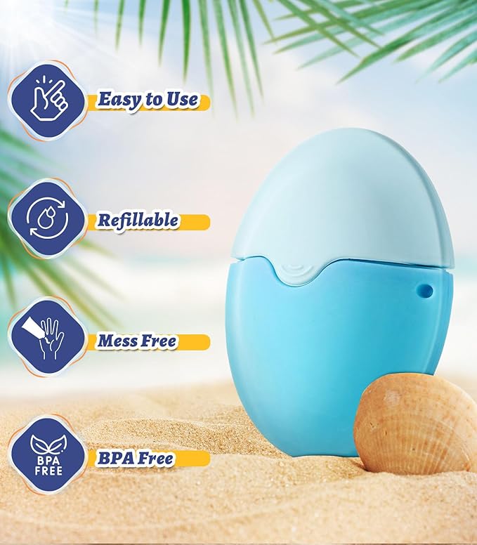 Sunscreen Applicator - Refillable Roll on Sponge Sunscreen Suncream &amp Lotion ApplicatorProof Sun Lotion Brush - 1.85 Oz Travel Size - Summer Beach Essentials -Baby &amp Toddler Friendly
