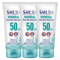 Safe Sea Zinc Oxide Sunscreen SPF50 | Clear Mineral Face Sunscreen Without White Cast | Anti-Jellyfish Sting Protective Lotion | Coral Reef Safe | Travel Size - 2Oz (60ml) Pack of 3