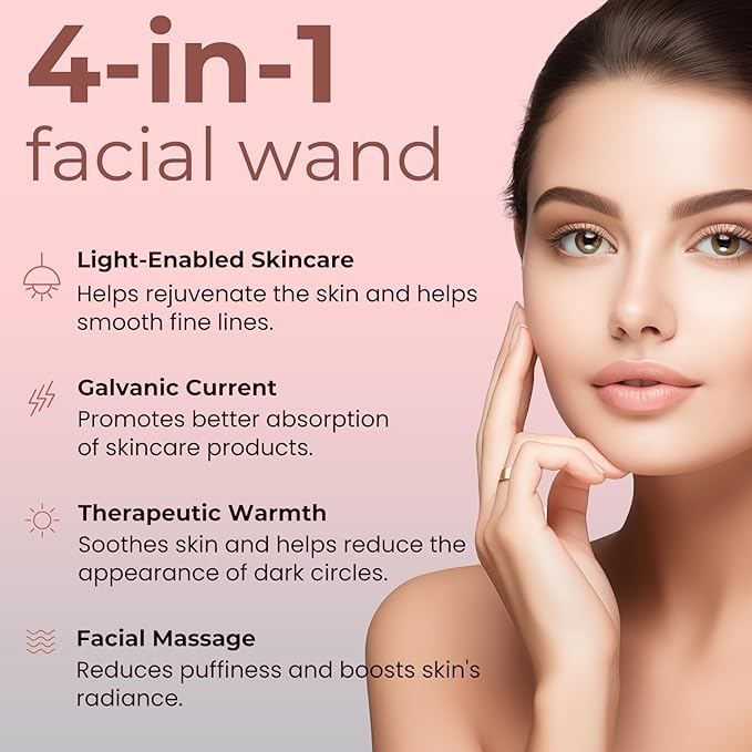 Red-Light-Therapy-for-Face7 in 1 LED Light-Therapy-Wand for Face and Neck - Microcurrent Facial Device for Anti-Aging - Face &amp Eye Massager Skincare (7 Colors led Light)