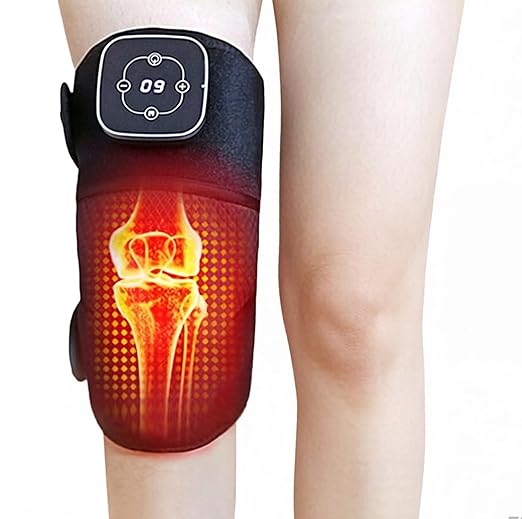 Red Light Therapy Knee Brace Wireless Rechargeable 665nm &amp 855nm Heating &amp Vibration for Knee/Joint/Elbow/Shoulder (One Size Adjustable PCS 1)