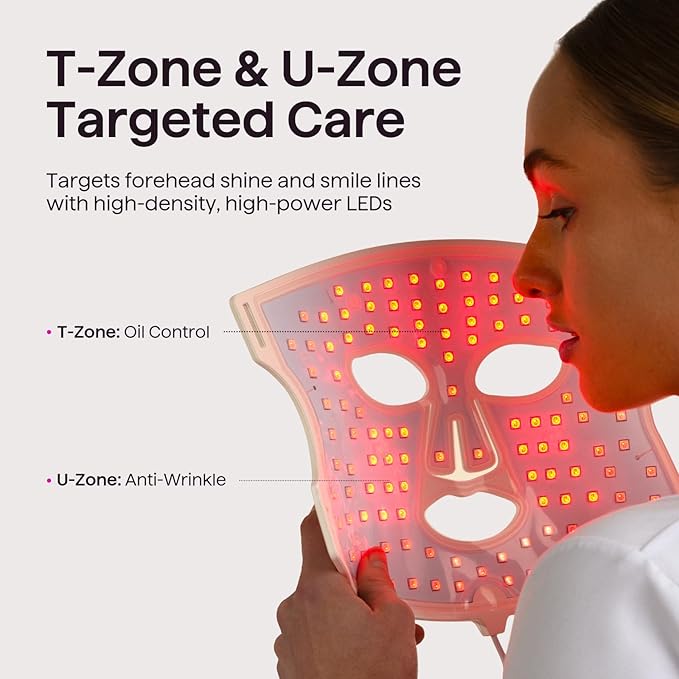 wavytalk Red Light Therapy Mask for Face Glow Time LED Face Mask Light Therapy for Anti-Fine Line Acne Treatment and Skin Rejuvenation with Red Near-Infrared Light Blue &amp Amber Light Therapy W