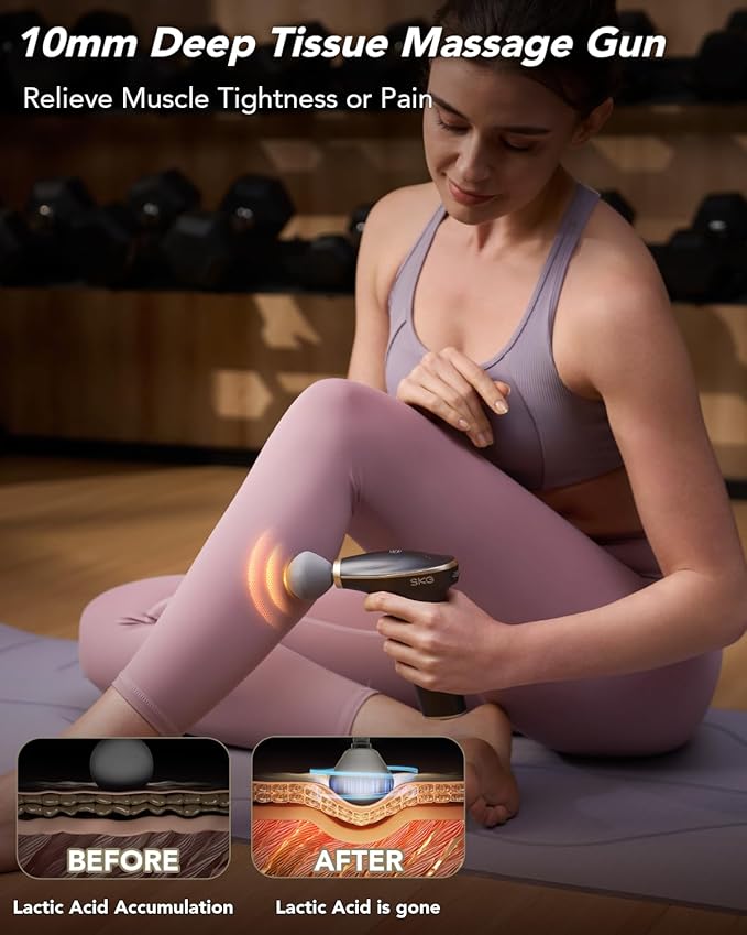 SKG Mini Massage Gun Deep Tissue for Women Men FSA and HSA Eligible Birthday Gift for Women Men 10mm Portable Percussion Massage Gun with Carry Bag Handheld Muscle Massager for Pain Relief FS700