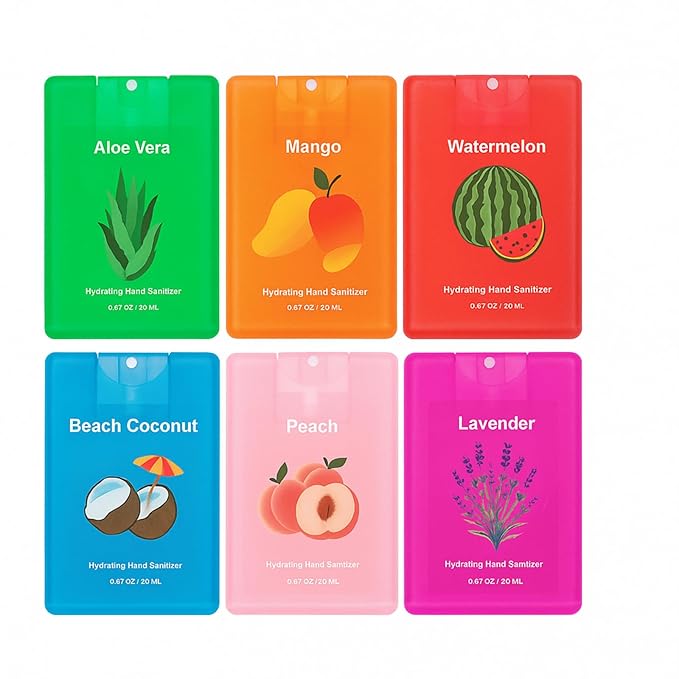 Dansib 24 Pack Hand Sanitizer Spray Bulk Travel Size Hand Sanitizer Mini Pocket Spray Gifts for Coworker Staff Teacher Holiday Favor(Bright24 Pcs)