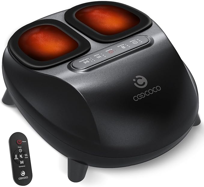 CooCoCo 2026 Upgraded Luxury Foot Massager Fsa Eligible Items Heated Foot Massage Machine for Neuropathy &amp Plantar Fasciitis Advanced Kneading Compression Shiatsu Hsa Approved Feet Massager