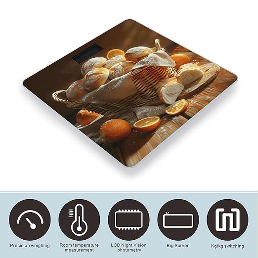 Basket of Bread Scale for Body Weight Accurate Digital Bathroom Scale Toughened Glass High Precision Scales Smart Weight Scales with Large LCD Backlight Display Weighing Machine