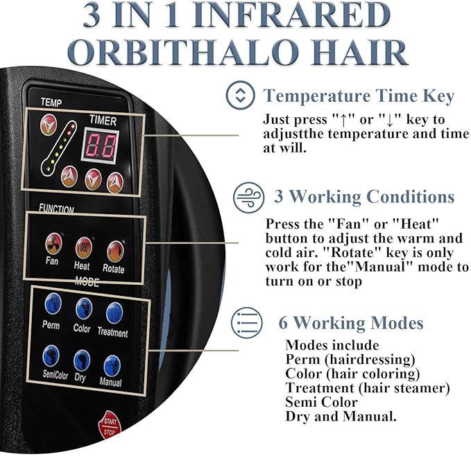 360°Rotate Multi-Functional Salon EquipmentProfessional Salon Drying Perming Machinewith 6 Modes Hair Dryer for Home and Salon Hanging