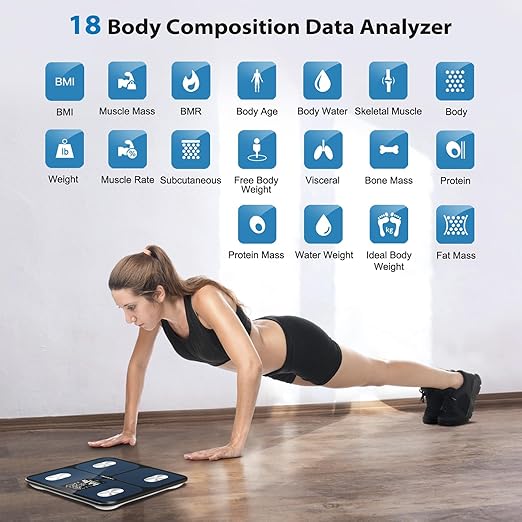 ABLEGRID Smart Bathroom Scale for Body Weight Digital Body Fat Scale with LED Column Trend Display BMIMuscle MassBody Type Accurate Home Weighing Scale for People with APP-Free Mode 400lb