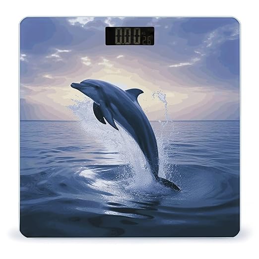 Elegant Dolphin Bathroom Scale for Body Weight Bathroom Weighing Scale with Backlit LCD Display Highly Accurate Measures Weight Up to 180kg