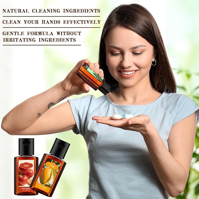 Frienda 24 Pcs Scented Mini Hand Sanitizers Bulk 1 Fl oz Brown Compact Bottle Travel Size Hand Sanitizer Assorted Scents Employee Appreciation Gifts for Coworker Staff Teacher Nurse Thank You Gifts