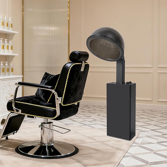 Professional Hooded Hair Dryer 1200W 60 Min Timer &amp 3 Temp Settings for Home &amp Salon Use 12 Enlarged Dome with Adjustable Height 110V US Plug (Black)