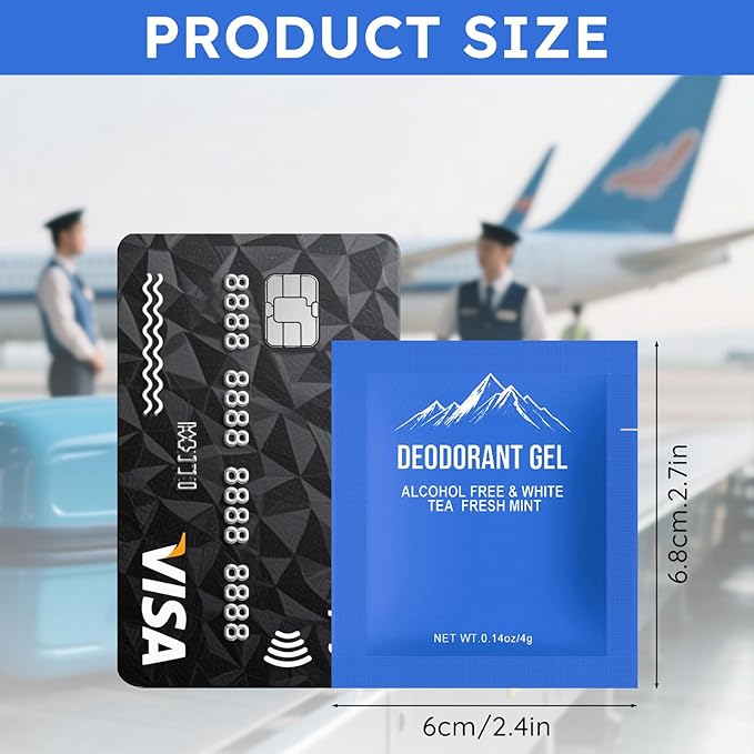 0.14oz Bulk Deodorant Gel Individually WrappedTrial Size Deodorant Mini Travel SizeNatural Mint And White Tea &amp Aluminum FreeGreat for Travel Homeless Shelters Charities Hotels (400)
