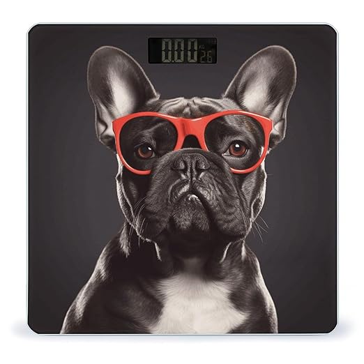 French Bulldog Weight Scale for Body Weight Digital Bathroom Scale High Capacity Accurate Digital Weighing Scales and Easy-to-Read on Backlit LCD Display Scales