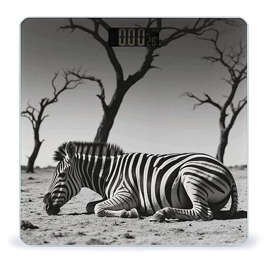 Zebra Scale for Body Weight Sturdy Tempered Glass Weighing Scales with LCD Display Accurate Digital Bathroom Scale Convenient Body Fat Smart Scales Easy Read