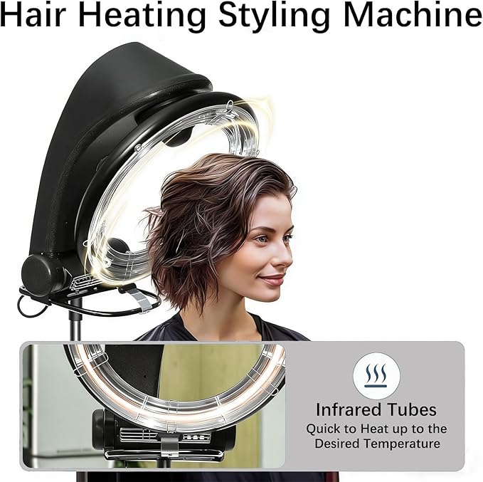 Salon Hair Dryer Standing Hair Dryer Digital Screen with Wheels Multi-Function Panel 360° Surround Function Suitable for Hair Salons and Homes