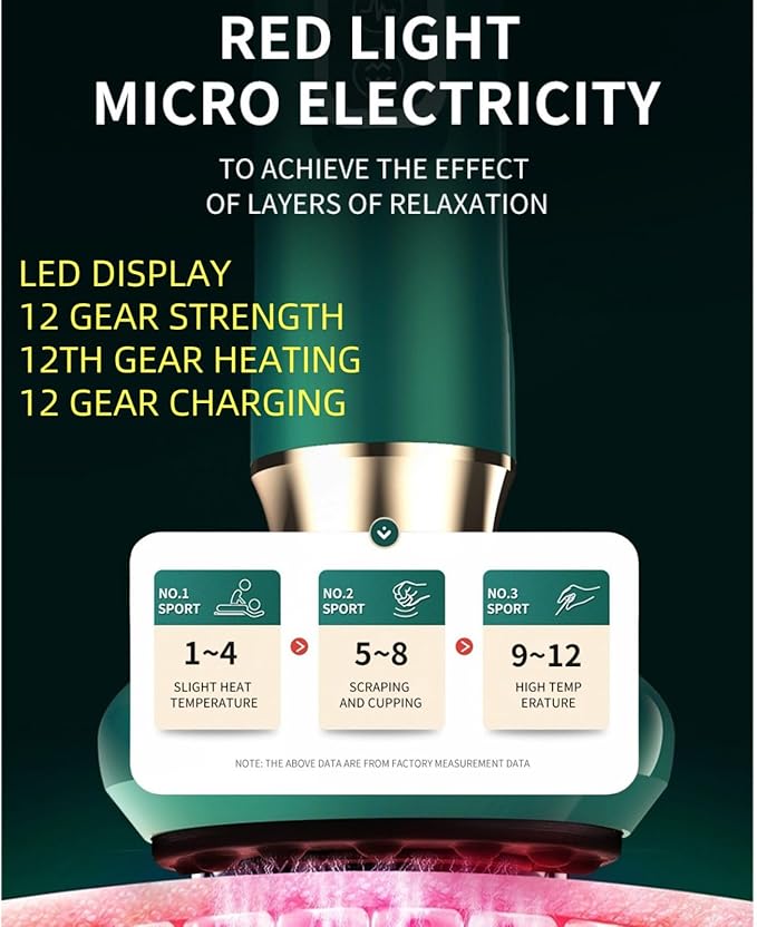 12 Levels Adjustable Handheld Cellulite Massager Charging Heated Guasha Tool Cupping Massage Body Sculpting Machine Cellublast for Cellulite Remover for Body Massager (Green)