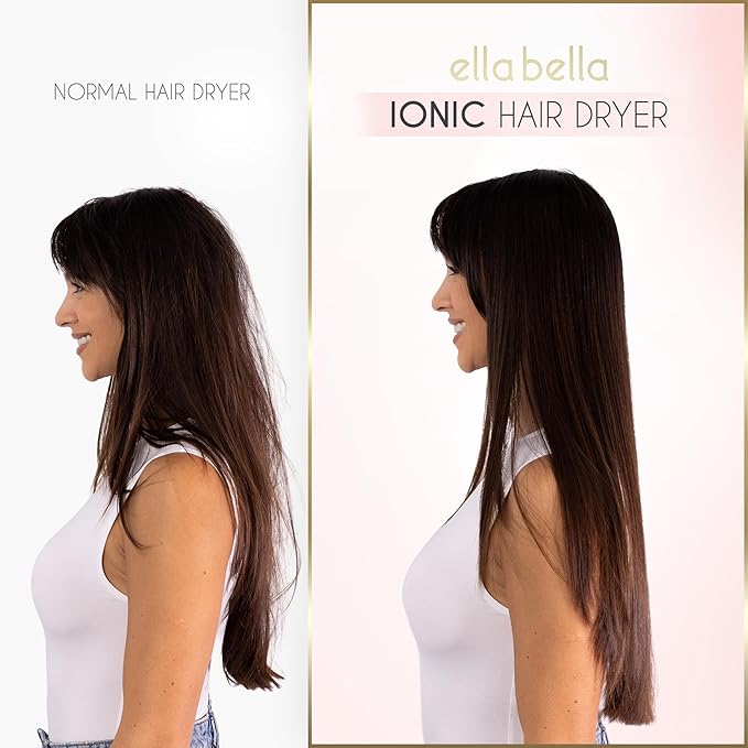 ELLA BELLA® Professional Ionic Hair Dryer (Foldable) • Negative Ion Blow Dryer • Perfect for Travel • Intelligent Heat Control &amp Rapid Drying Speeds • Lightweight Design • Low Noise Technology