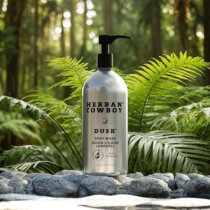 Herban Cowboy Body Wash Rich Cologne Scent Enhanced with Plant-Powered Ingredients Vegan Body Wash (Dusk 30 Ounce Aluminum Bottle)