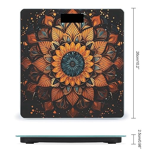 Mandala Scale for Body Weight Sturdy Tempered Glass Weighing Scales with LCD Display Accurate Digital Bathroom Scale Convenient Body Fat Smart Scales Easy Read