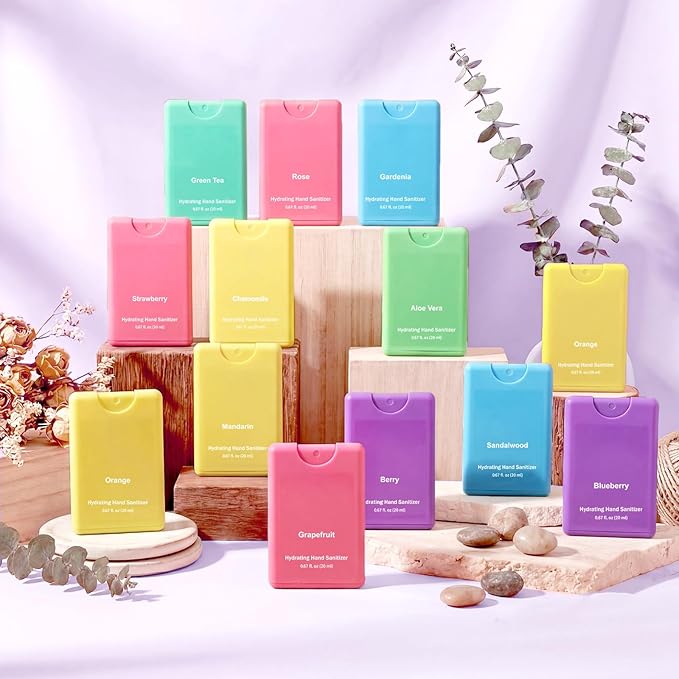 Frienda 48 Pcs Hydrating Hand Sanitizer Spray Bulk Easter Basket Stuffer Travel Size Power Mist Portable Hand Sanitizer Spray Appreciation Gift for Women Men Teacher Staff Friend Birthday Party Favor