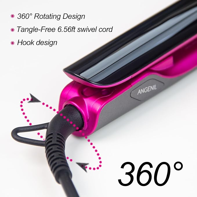 ANGENIL 2 in 1 Straightener and Curler Ceramic Professional Flat Iron 1.75 Inch Wide Anti-Scald Straightening Iron Dual Voltage Hair Straightener for Women with Silicone Pad LCD 20S Fast Heating