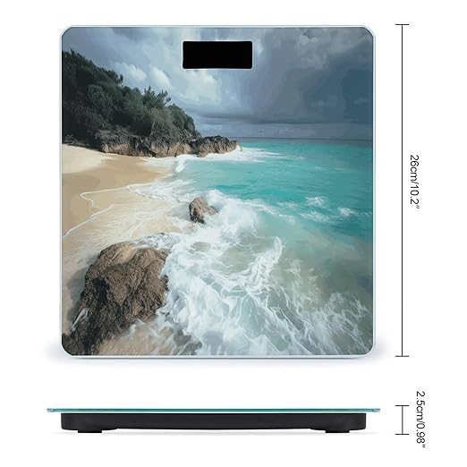 Serene Coastal Digital Bathroom Scale for Body Weight Weighing Scale with Backlit LCD Display High Precision Measurements &amp Measures Weight Up to 180kg