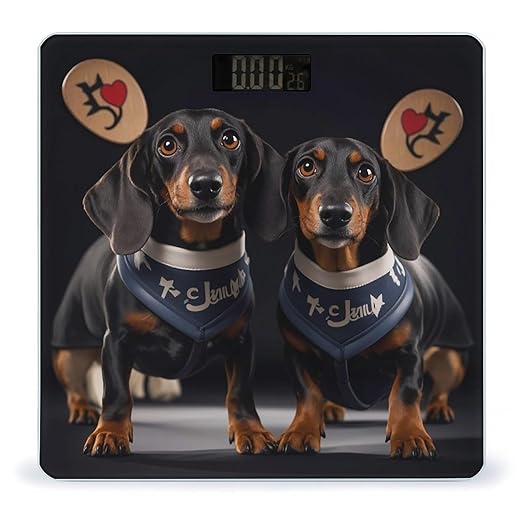 I Love My Dog Dachshunds Scale for Body Weight Digital Bathroom Scale Toughened Glass High Precision Scales for Body Weight with Large LCD Backlight Display Weight Scales