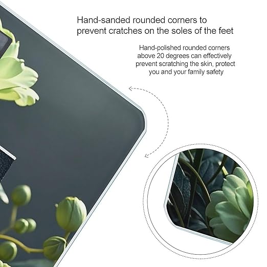 Black Cross Among Green Flowers Bathroom Scale for Body Weight Bathroom Weighing Scales with Back Lit LED Display Sturdy Tempered Glass Body Weight Bathroom Scale 400lb Weighing