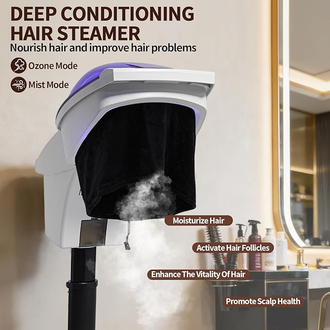 Professional Salon Hair Steamer Machine 700W Professional Deep Conditioning Hair Steamer Ozone Hair Care Spa Steamer Beauty Salon Equipment Oil Treatment Machine