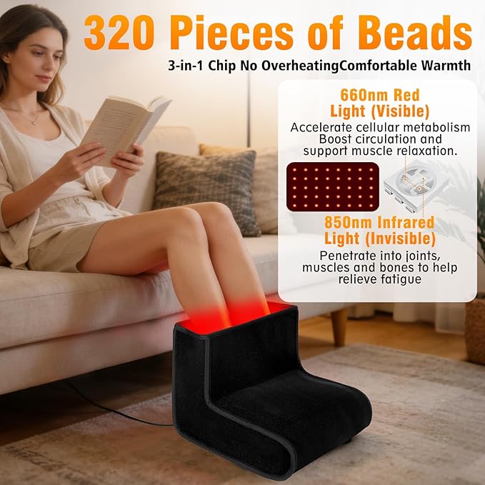 Red Light Therapy for Feet 320 Dual Wavelength 3 in 1 Chip LEDs with Adjustable Controller Full Coverage Foot Infrared Therapy Device for Ankle Heel Plantar Joint Muscle Relief