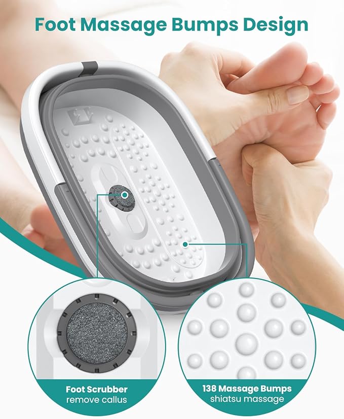 Nekteck Foot Soaking Tub Collapsible Foot Shiatsu Massager for Circulation and Pain Relief