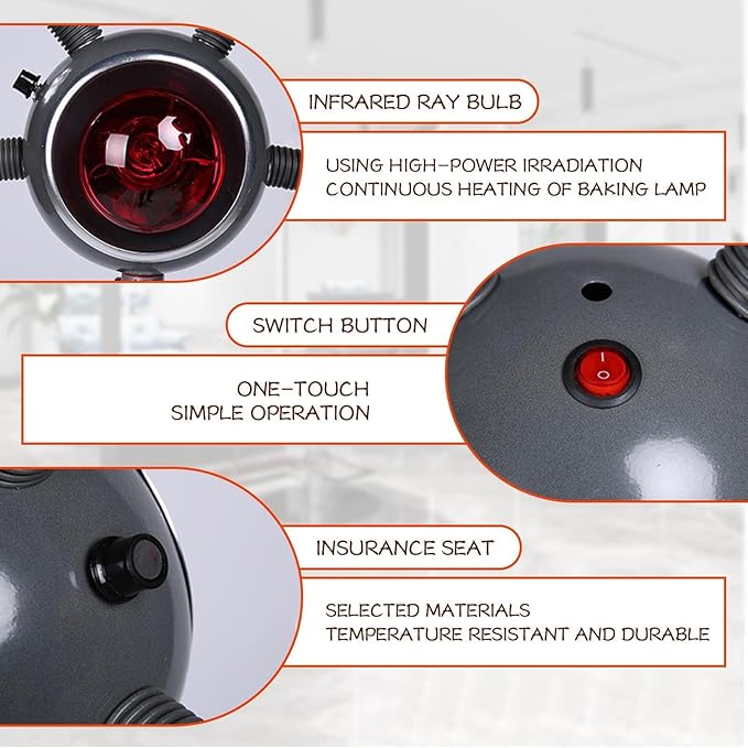 5 Head Infrared Heat Lamp Salon Hair Dryer Color Processor Adjusting Angle Hair Steamer for Salon Styling Perming Dryer Salon Heat Lamp Grey