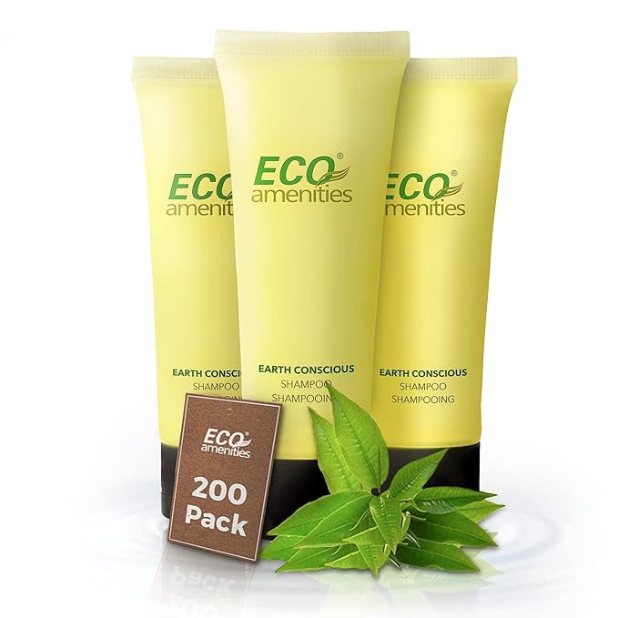 ECO amenities Travel Shampoo Tubes - Hotel Shampoo Supply - TSA-Approved Travel Essentials - 1 fl oz Pack of 200 Clear Flip-Cap Tubes Green Fragrance