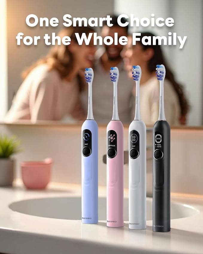 AI Electric Toothbrush w/ 6 Brush Heads Smart Sonic Toothbrush for Adults Kids Teens 150-Day Rechargeable Battery Whitening Real-Time Brushing Map Travel Case (G5S)