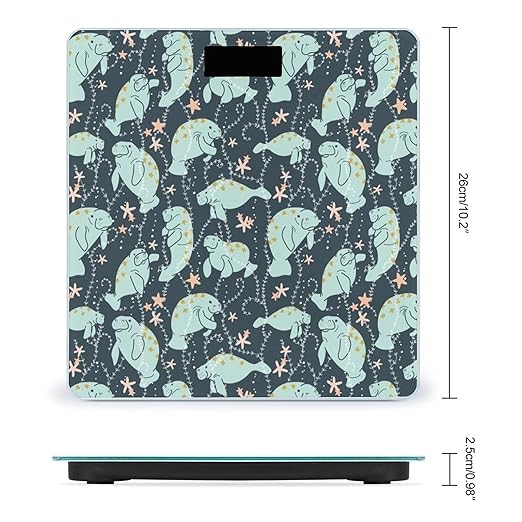 Manatee Animals Smart Square Scale with Digital Display for Bathroom Scale