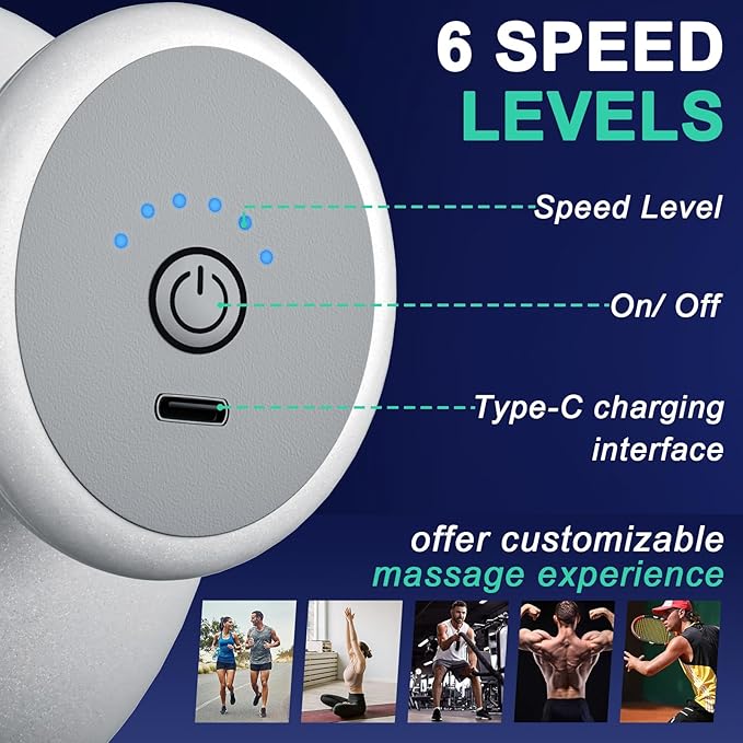DEITY 4 Heads Handheld Massage Gun Deep Tissue Electric Body Massager Percussion Muscle Massager for Easing Shoulder and Back Tension with Reverse Thrust Function