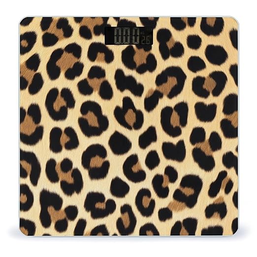 Men's Smart Scale for Body Weight Digital Bathroom Weighing Scale Automatic Switch Energy Saving Scale Compatible with Wild Animal Cheetah Leopard Print