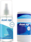Aluminum Free Deodorant &amp Body Spray for Whole Body Bundle - Waves Scent - Clean Deodorant for Teen Boys and Girls - With AHA For Body Acne