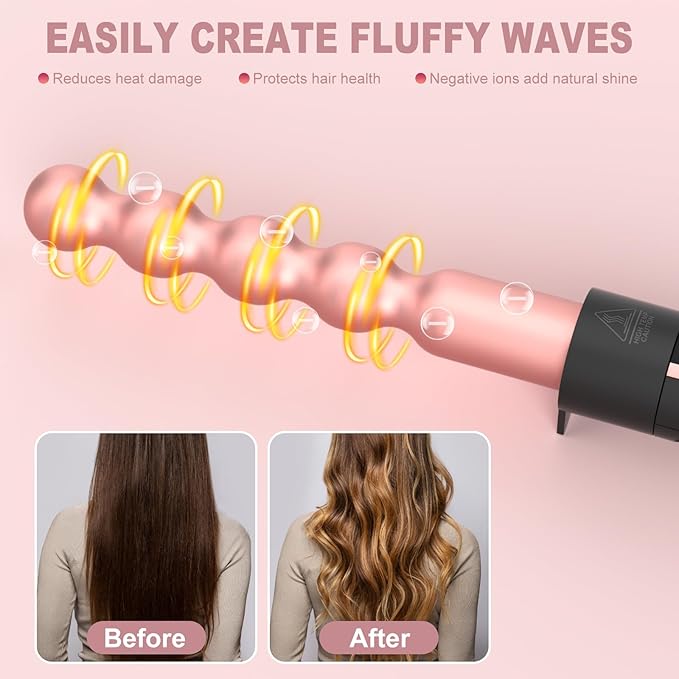 5 in 1 Curling Wand Set Curling Iron with Curling BrushHair Straightener &amp 3 Interchangeable Ceramic Curling Wand(0.35-1) Fast Heat Hair Wand Curler Include Glove &amp 2 Clips for Women Gir