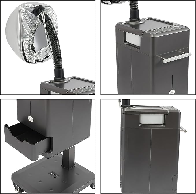 Vertical Nano Hair Steamer | Nano Steamer Hair Dyeing Machine | 500W Nano Hair Steamer Hair Color Processor | Standing Hair Steamer with Timer | 4 Wheels | 7 Levels Temperature| 1x Evaporation Cap