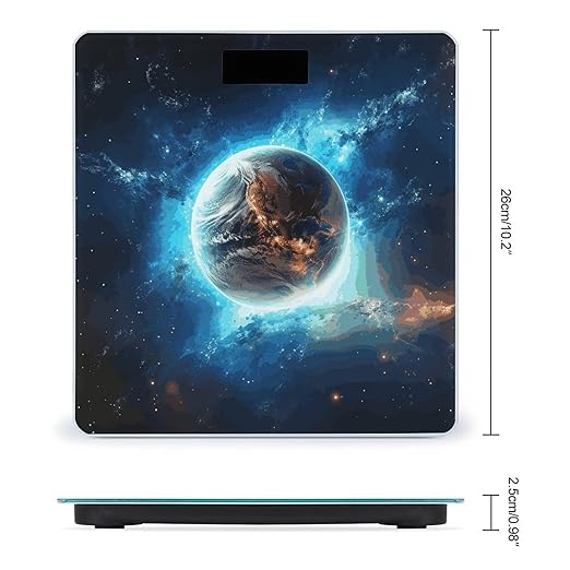 Blue Earth in The Space Bathroom Scale for Body Weight Bathroom Digital Electronic Weighing Scale with Back Lit LED Display Sturdy Tempered Glass Weight Watchers Scales 400lb