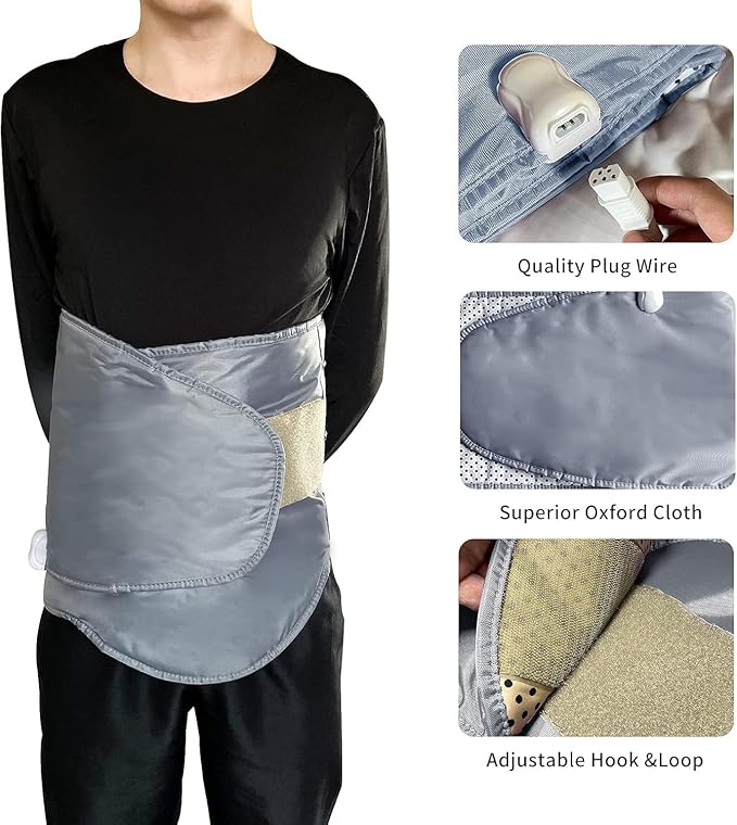 Belt with Hot Compress Vibrating Massage Function Health Care Tools Heating Massager Fitness Device (Silvery)