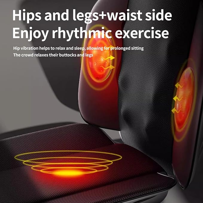 Beloving Shiatsu Neck &amp Back Massager with Heat Massager Chair Pad with Deep-Kneading Nodes Adjustable Seat Massager for Full Body Relaxation Use at Home Office