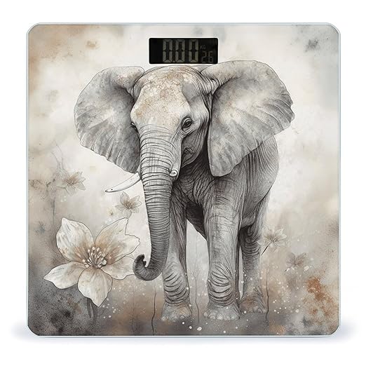 Animals Cute Elephant Scale for Body Weight Highly Accurate Digital Bathroom Scale Sturdy Tempered Glass Weighing Scales with LCD Display Fashion Body Fat Smart Scales 400lb