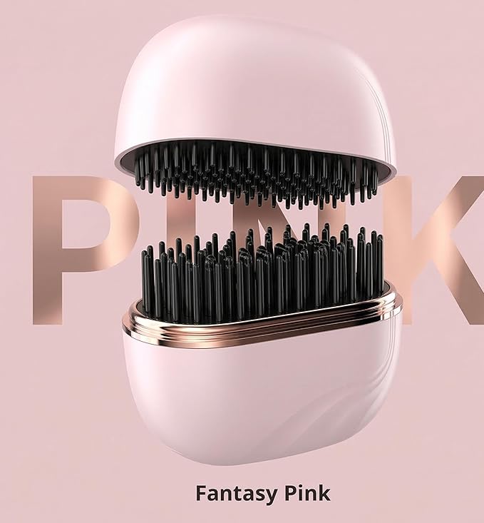 Portable Cordless Hair Straightener Brush Mini Wireless Hair Straightening Comb with Rechargeable Battery Anti-Scald Travel Heated Brush for Women Quick Heating Hair Care Styling Tool