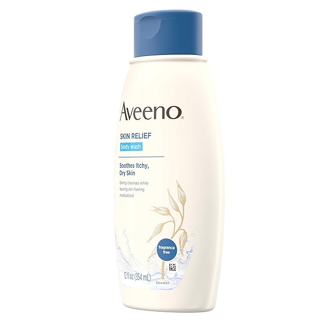 Aveeno Skin Relief Fragrance-Free Body Wash with Oat to Soothe Dry Itchy Skin Gentle Soap-Free &amp Dye-Free for Sensitive Skin 12 fl. oz (Pack of 2)