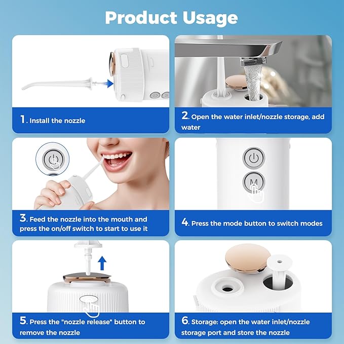 Water Flossers for Teeth Irrigador Dental for Teeth Cleaning &amp Flossing 180ML Mini Collapsible Portable Waterproof Electric Water Dental Flosser for Travel Business 3 Modes and 4 Jet Tips Whit