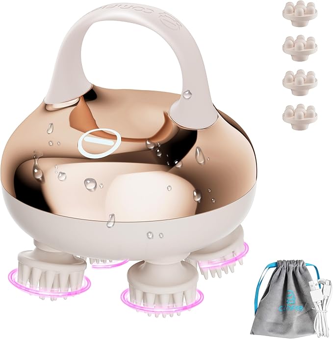 COMFIER Scalp Massager Hair Growth with 3 kneading ModesWaterproof Hair Massage with 8 Claws for Deep CleansingCordless Head MassagerBody Cat Head ScratcherChristmas Gifts for WomenMen