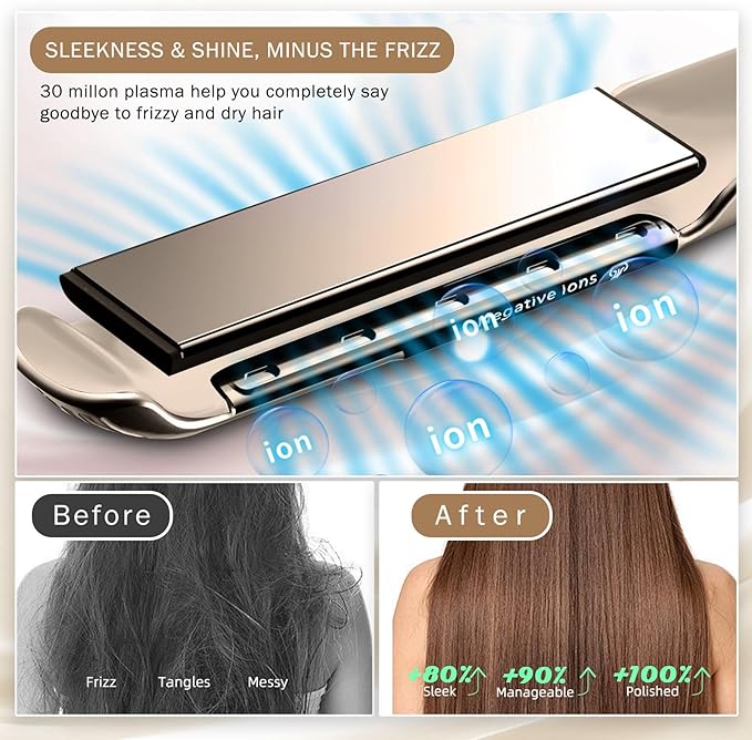 RUCHA 2 in 1 Straightener and Curler 200 Million Negative Ions Air Suspended Hair Straightener
